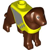 Dog, Labrador / Rescue Dog with Molded Neon Yellow Vest and Printed Silver Panel and Squares Pattern: {червеникаво-кафяв}