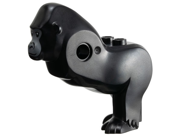 Gorilla Body with 2 Studs on Back, Legs and Head with Dark Bluish Gray Face Pattern: {черен}