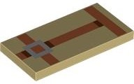 Tile 2 x 4 with Pixelated Dark Orange Straps and Silver Buckle Pattern (Minecraft Camel Harness): {тухлено жълт}