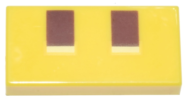 Tile 1 x 2 with Pixelated Reddish Brown and Bright Light Yellow Rectangles Pattern (Minecraft Sniffer Nostrils): {ярко жълт}
