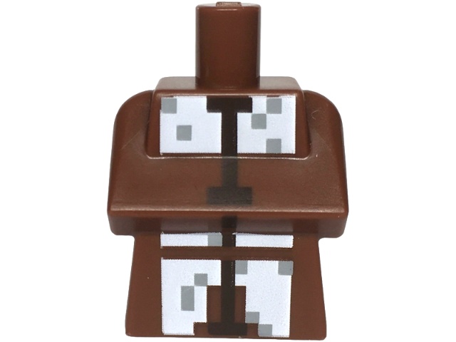 Torso, Modified Long with Folded Arms with Pixelated White, Dark Brown and Light Bluish Gray Minecraft Shepherd Villager Pattern: {червеникаво-кафяв}