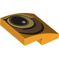 Slope, Curved 2 x 2 x 2/3 with Black, Bright Light Yellow and Medium Nougat Eye Pattern Model Right Side: {огнено жълто-оранжев}