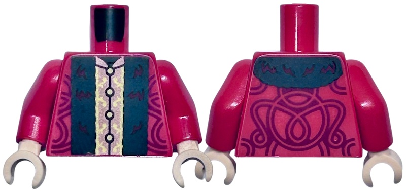 Torso Robe with Copper and Gold Centre Panel and Buttons, Black Fur Hem and Dark Red Ornate Swirls Pattern / Red Arms / Light Nougat Hands: {ярко червен}