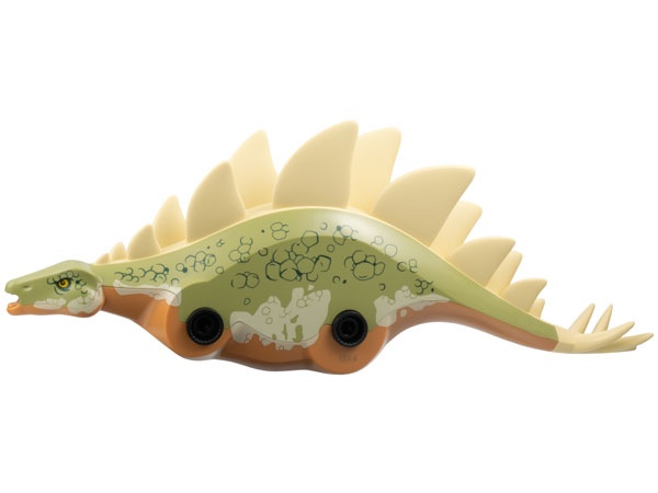 Dinosaur Body Stegosaurus with Fixed Olive Green Top with Molded Tan Flexible Rubber Plates and Thagomizer and Printed Dark Green Scales Pattern: {умерен нуга}