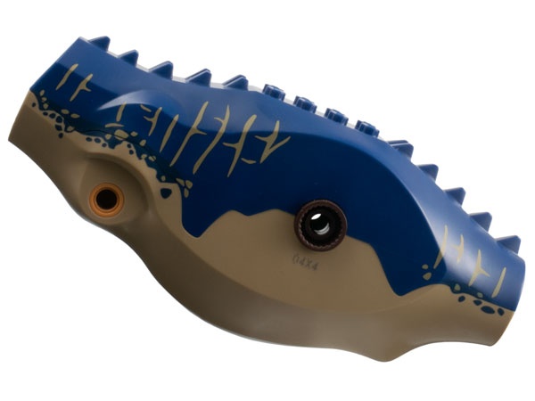 Dinosaur Body Indominus rex / Carnotaurus / Allosaurus with Dark Blue Top with Spots and Stripes Pattern: {пясъчно жълт}