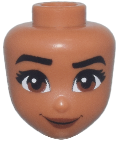 Mini Doll, Head Friends with Black Eyebrows, Right Raised, Eyelashes, Reddish Brown Eyes and Lips, Wide Grin Pattern (Moana): {сиена}