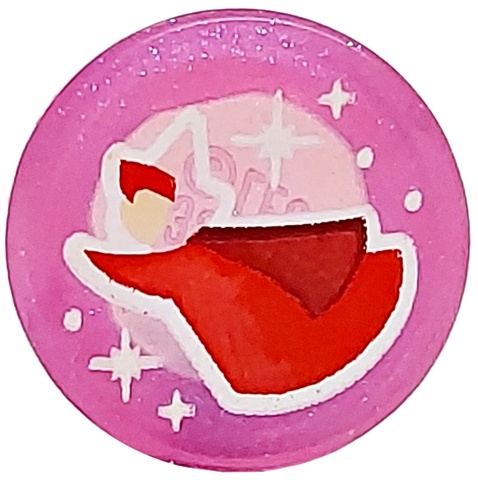Tile, Round 1 x 1 with Fairy Godmother Flora, Light Nougat Face, Red Cloak, White Dots and Sparkles Pattern: {прозрачен умерено виолетов опал}