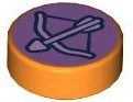 Tile, Round 1 x 1 with Lavender Bow and Arrow on Medium Lavender Background Pattern: {ярко оранжев}
