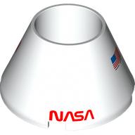 Cone 4 x 4 x 2 Hollow No Studs with Red 'NASA', Hatch, Black Line and United States Flags Pattern: {бял}
