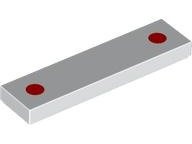 Tile 1 x 4 with 2 Red Dots Pattern (BrickHeadz Queen Amidala Cheeks): {бял}