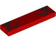 Tile 1 x 4 with Black Markings Pattern (BrickHeadz Darth Maul Lower Face): {ярко червен}