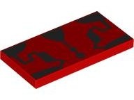 Tile 2 x 4 with Black Markings Pattern (BrickHeadz Darth Maul Forehead): {ярко червен}