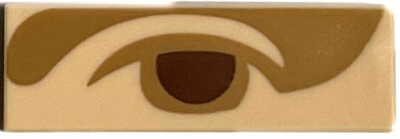 Tile 1 x 3 with Reddish Brown Left Eye with Medium Nougat Eyelid and Shadow Pattern (Mona Lisa): {светло нуга}