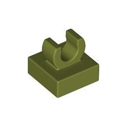 Tile, Modified 1 x 1 with Open O Clip: {маслинено зелен}