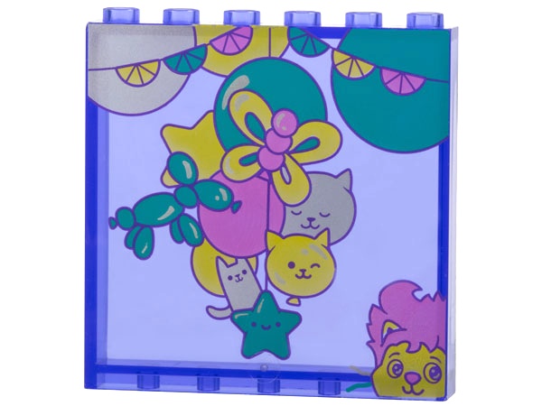 Panel 1 x 6 x 5 with Dark Turquoise, Dark Pink, Silver, and Yellow Balloons and Garland Pattern: {прозрачно ярко синьо-виолетов}