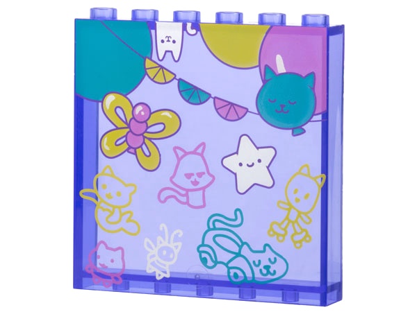 Panel 1 x 6 x 5 with Dark Turquoise, Dark Pink, Silver, and Yellow Balloons, Garland, MerCat, Catrat, Pandy Paws, Cakey, Kitty Fairy, Carlita Pattern: {прозрачно ярко синьо-виолетов}