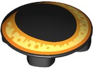 Plate, Round 2 x 2 with Rounded Bottom (Boat Stud) with Cat Eye with Large Pupil and Bright Light Yellow, Bright Light Orange and Orange Iris Pattern: {черен}