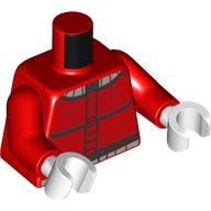Torso SW Armor with Dark Red and Black Lines, Silver Collar, Reddish Brown Belt with Dark Silver Buckle Pattern / Red Arms / White Hands: {ярко червен}