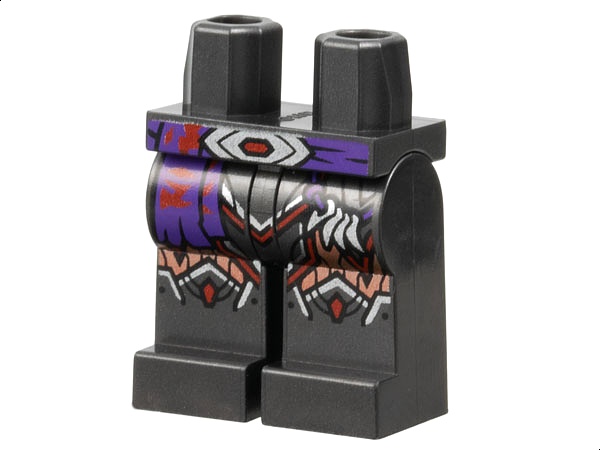 Hips and Legs with Armor, Dark Purple Sash and Cord with Teeth / Claws, Copper Knee Pads, Silver and Red Buckle and Trim Pattern: {титаниево метален}