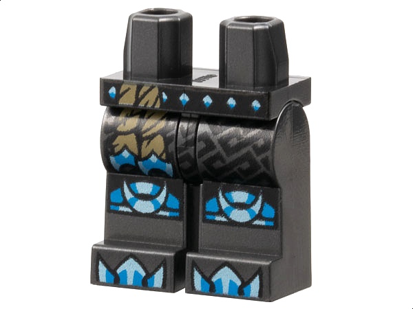 Hips and Legs with Dark Tan Rope Tassels, Black Belt with Dark Azure and Metallic Light Blue Diamonds, Knee Pads, Blades, and Toe Armor Pattern: {титаниево метален}