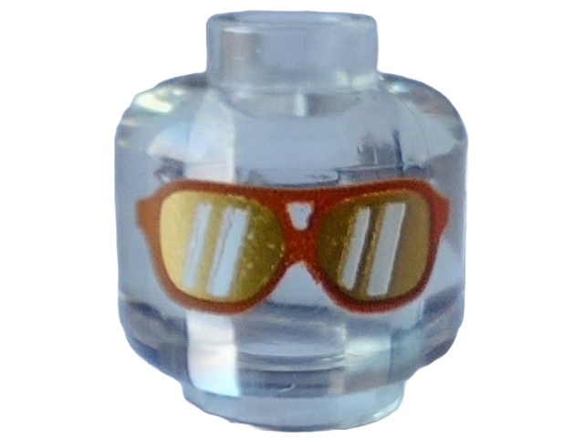 Minifigure, Head Medium Nougat Glasses with Gold Lenses with White Reflections Pattern: {прозрачен}