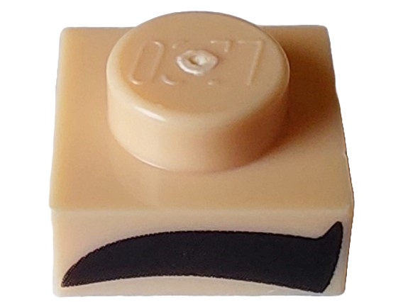 Plate 1 x 1 with Black Thick Eyebrow Pattern Model Right Side: {светло нуга}