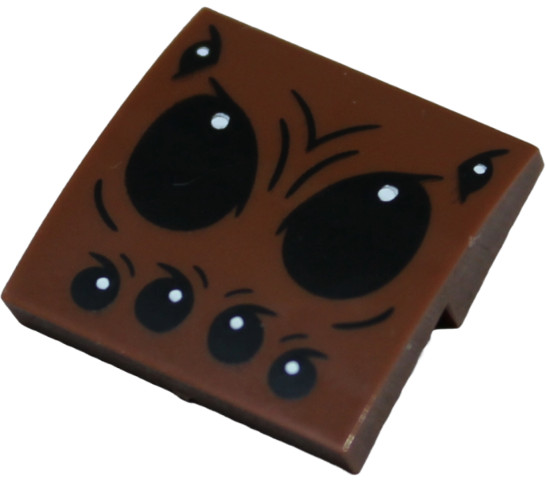 Slope, Curved 2 x 2 x 2/3 with Black Spider Eyes and White Pupils Pattern: {червеникаво-кафяв}