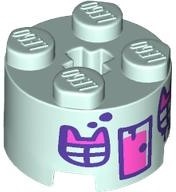 Brick, Round 2 x 2 with Axle Hole with Dark Pink and Dark Purple Door, Paint Spots and Windows with Cat Ears Pattern: {аквамарин}