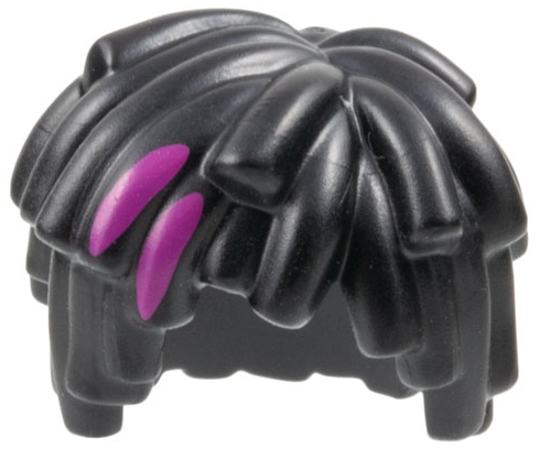 Minifigure, Hair Short Layered Mop Top with Magenta Streaks Pattern: {черен}