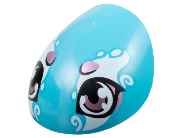 Large Figure Armor, Round, Smooth with Black and Metallic Pink Eyes and Spots and White Markings Pattern (Turtle Head): {умерено небесносин}
