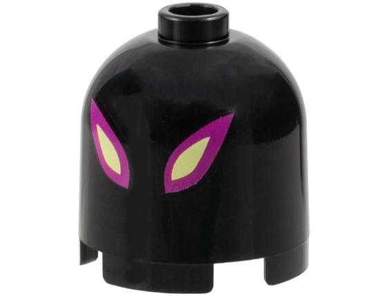 Brick, Round 2 x 2 x 1 2/3 Dome Top with Magenta and Bright Light Yellow Slit Eyes Pattern (DoomBlob): {черен}