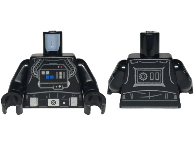 Torso SW TIE Pilot, Life Support System, Tubes, Belt with Buckle, Boxes and Dot, Creases on Back Pattern / Black Arms with Imperial Logo Pattern / Black Hands: {черен}