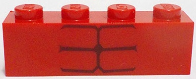 Brick 1 x 4 with 6 Dark Red Stripes Pattern (BrickHeadz Red Hulk Abdomen): {ярко червен}