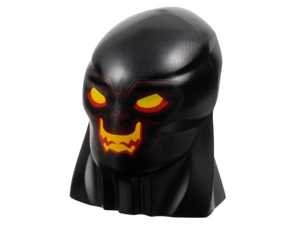 Large Figure Head Modified with Elongated Skull and Thick Neck with Red and Yellow Eyes, Dark Red Contours, Open Mouth Smile with Bright Light Orange Teeth Pattern (The Infinity Saga Surtur): {черен}