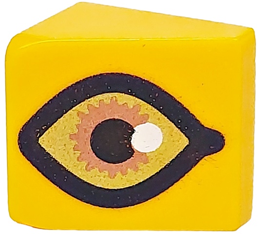 Slope 30 1 x 1 x 2/3 with Copper and Gold Eye with White Glint and Black Outline Pattern: {огнено жълто-оранжев}