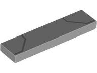 Tile 1 x 4 with Dark Bluish Gray Bent Lines Pattern (BrickHeadz Iron Man MK5 Helmet Visor Bottom): {умерено каменно сив}