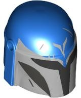 Minifigure, Headgear Helmet with Holes, SW Mandalorian with Silver Front and 'V', Dark Silver Cheek Indents and Black Visor Pattern: {ярко син}