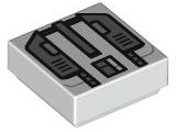 Tile 1 x 1 with SW Imperial Commando Jet Pack with Dark Bluish Gray Trapezoids and Silver Rectangles Pattern: {бял}