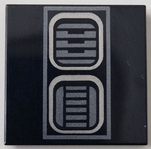 Tile 2 x 2 with Dark Silver SW R2-D2 Astromech Droid Vents with Rectangle Border Pattern: {черен}