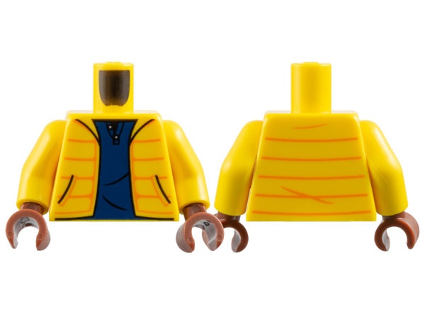 Torso Jacket with Orange Stripes, Dark Blue Shirt Pattern / Yellow Arms / Reddish Brown Hands: {ярко жълт}