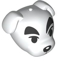 Minifigure, Head, Modified Dog (Terrier) with Thick Black Eyebrows, Eyes and Nose, and Dark Bluish Gray Mouth Pattern: {бял}