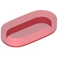 TILE 1X2, 1/2 CIRCLE: {прозрачно червен}