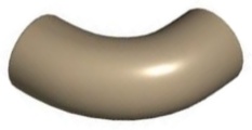 Brick, Round 1 x 1 d. 90 degrees Elbow Macaroni - No Stud - Type 2 - Axle Hole: {пясъчно жълт}