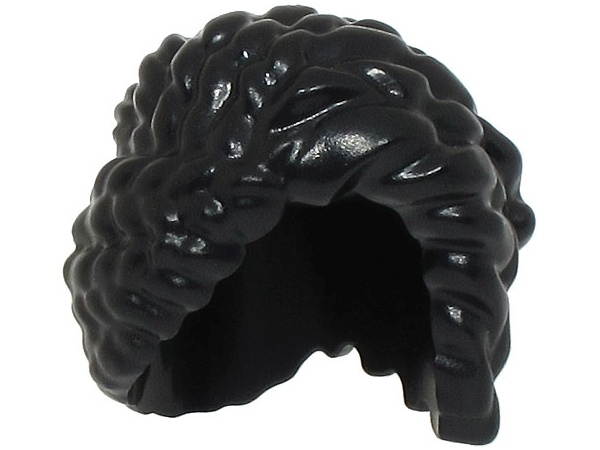 Minifigure, Hair Female Coiled and Braided, Swept over Left Side: {черен}