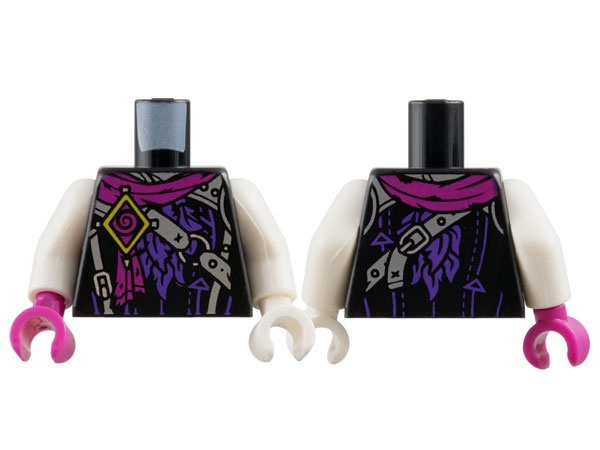 Torso Magenta Scarf and Spiral, Yellow Diamond, Silver Straps and Buckles, Dark Purple Ruffles Pattern / White Arms / White Hand Left / Magenta Hand Right: {черен}