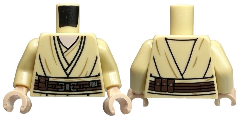 Torso SW Jedi Robe with Dark Tan Wrinkles, Dark Brown Belt with Pouches and Silver Buckle, Light Nougat Neck Pattern / Tan Arms / Light Nougat Hands: {тухлено жълт}