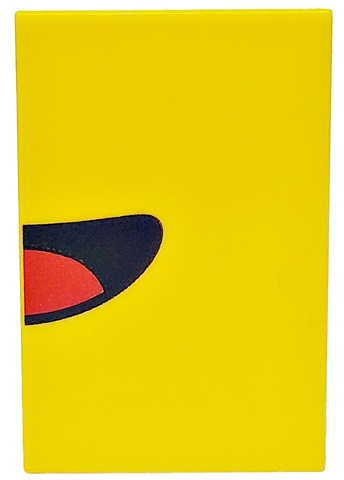 Tile 2 x 3 with Black Open Mouth Smile with Red Tongue Left Half Pattern: {ярко жълт}