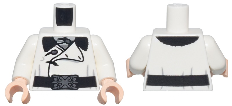 Torso Overcoat with Large Lapel and Black Fur Collar over Dark Bluish Gray and Light Bluish Gray Ascot, Wide Belt with Dark Silver Claws Buckle Pattern / White Arms / Light Nougat Hands: {бял}