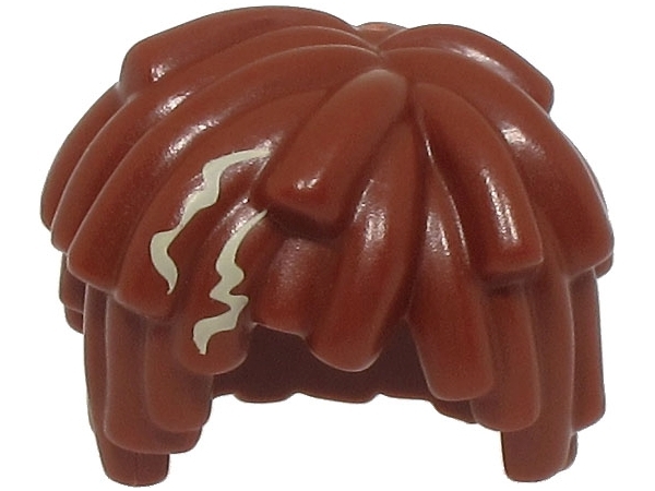 Minifigure, Hair Short Layered Mop Top with Tan Streaks Pattern (BAM): {червеникаво-кафяв}