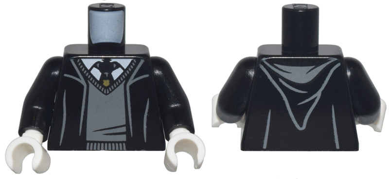 Torso Robe with Hood, Dark Bluish Gray Sweater, White Shirt and Hogwarts Crest Tie Pattern / Black Arms / White Hands: {черен}